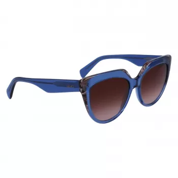 Gafas de sol de mujer LIU JO LJ783S-416 montura ojo de gato azul lentes grises degradadas 55mm