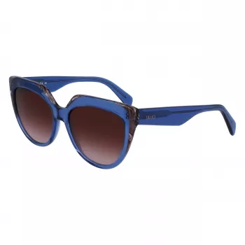 Gafas de sol de mujer LIU JO LJ783S-416 montura ojo de gato azul lentes grises degradadas 55mm