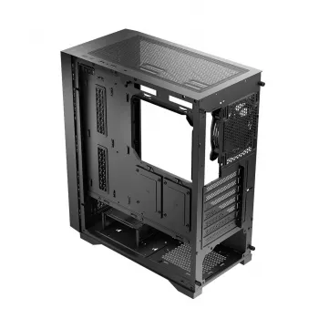 Caja de PC semitorre LOGIC AT-DART-PRO-SOLI-10 DART PRO SOLID, negra, USB-C, ATX, panel lateral de acero sin cristal templado