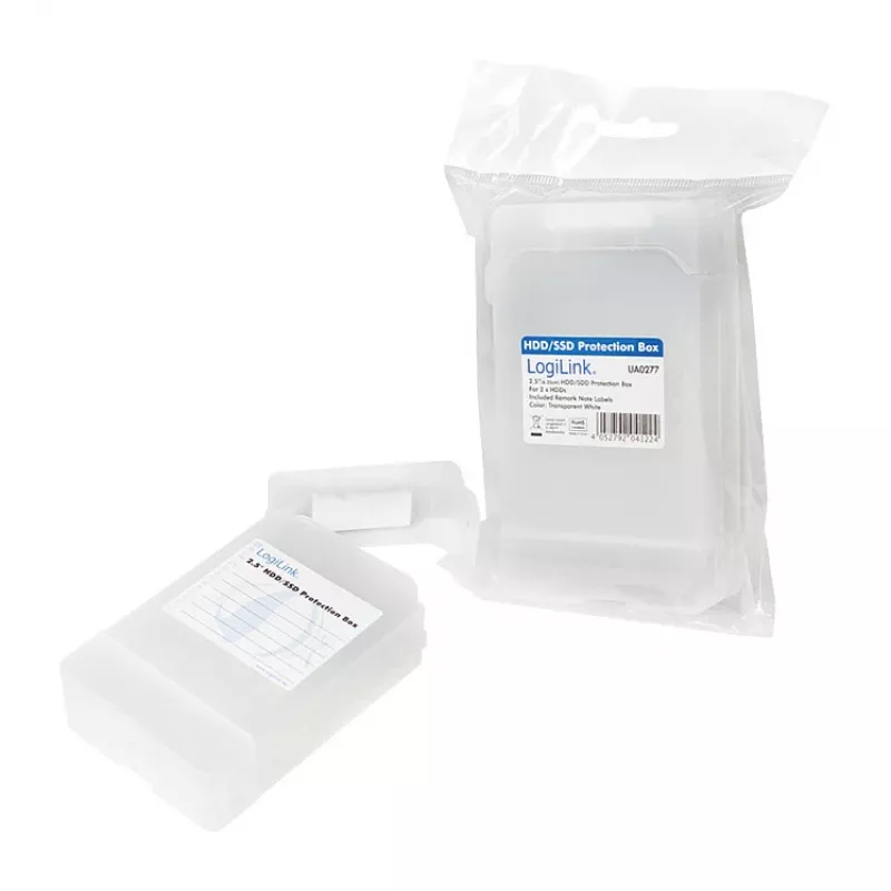 LogiLink caja protectora para 2 discos duros/SSD de 2.5 pulgadas, blanca