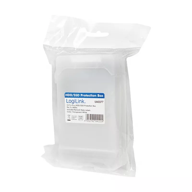 LogiLink caja protectora para 2 discos duros/SSD de 2.5 pulgadas, blanca