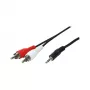 LogiLink Cable de audio con conector jack de 3,5 mm a 2 RCA, 1,5 m, negro