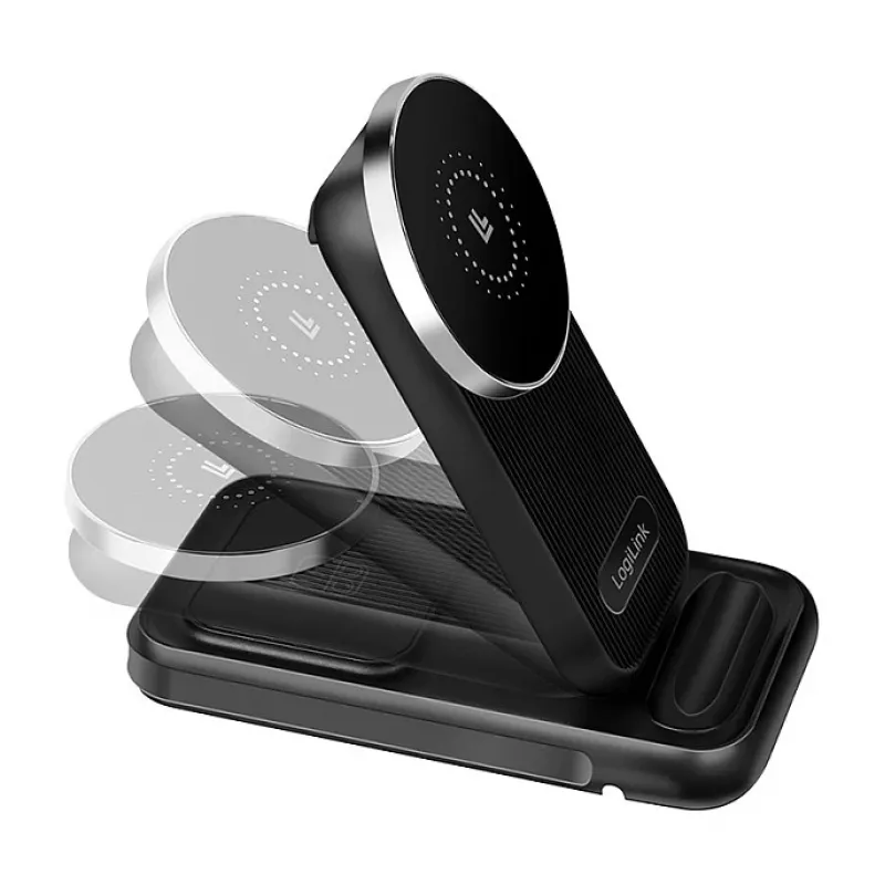 Logilink Cargador de mesa inalámbrico 4 en 1, base de carga Qi 15W (PA0292)