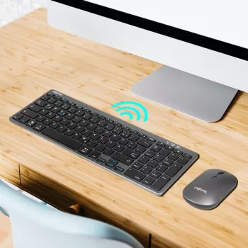 LogiLink ID0215 Set de teclado y ratón inalámbricos Bluetooth Dual-Mode, gris/antracita