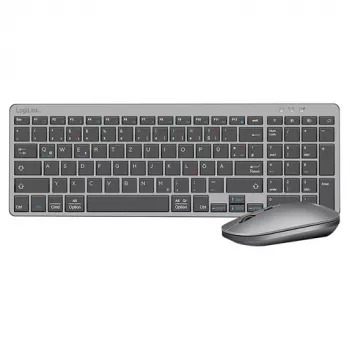 LogiLink ID0215 Set de teclado y ratón inalámbricos Bluetooth Dual-Mode, gris/antracita