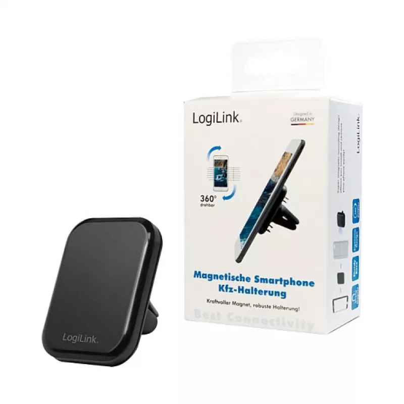 LogiLink AA0114 Soporte magnético para rejillas de ventilación para smartphones, giro 360°, universal, negro