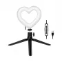 Anillo de luz LED Logilink AA0155 con forma de corazón y trípode, 20,5 cm, 10 niveles de brillo, 3000K-6000K, USB-A