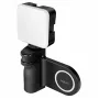 Empuñadura magnética para teléfono Logilink AA0173 con luz de relleno LED, negra, recargable, compatible con MagSafe, 3 modos de luz