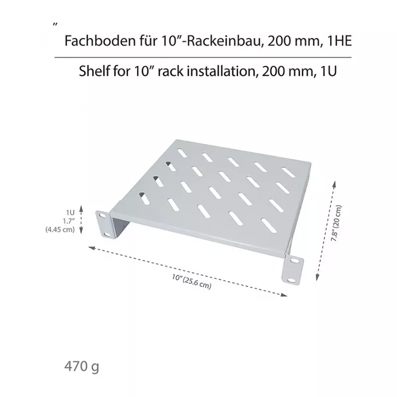 Logilink ACT111 Bandeja para armario de 200 mm 1U Gris Nivel de rack