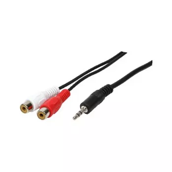 Cable de audio LogiLink, conector jack de 3,5 mm a 2 conectores RCA hembra, negro, 0,2 m