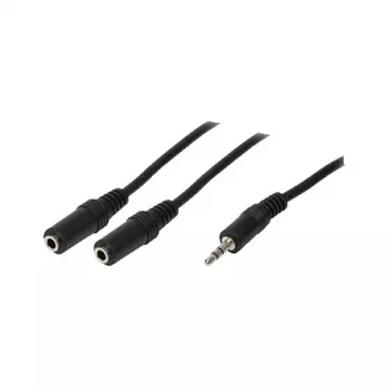 LogiLink Cable divisor de audio, conector estéreo de 3,5 mm a 2 conectores hembra estéreo de 3,5 mm, negro, 0,2 m