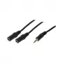 LogiLink Cable divisor de audio, conector estéreo de 3,5 mm a 2 conectores hembra estéreo de 3,5 mm, negro, 0,2 m