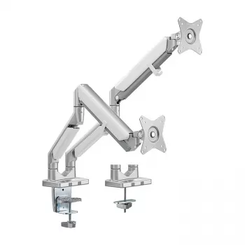 LOGILINK BP0088 TIS soporte para doble monitor de 17-32 – 2x 9 kg gas spring, plata, VESA 75/100, pinza/ojal