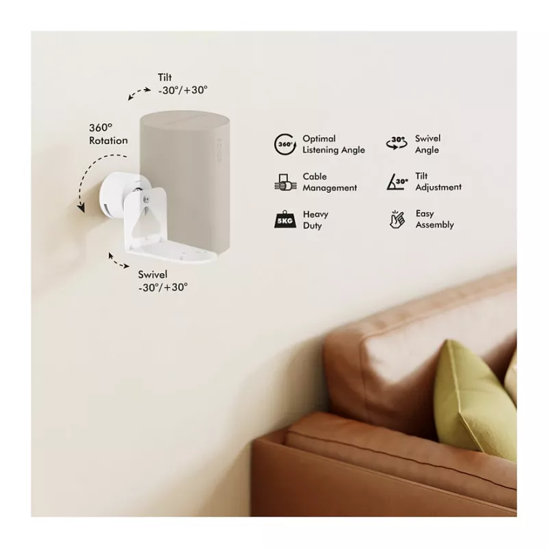 LogiLink BP0207W soporte de pared para altavoces para Sonos Era 100 y Era 300, blanco, máx. 5 kg