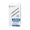 LogiLink CA10030 Cable de audio jack 3,5 mm TRS, conector metálico, azul, 0,3 m