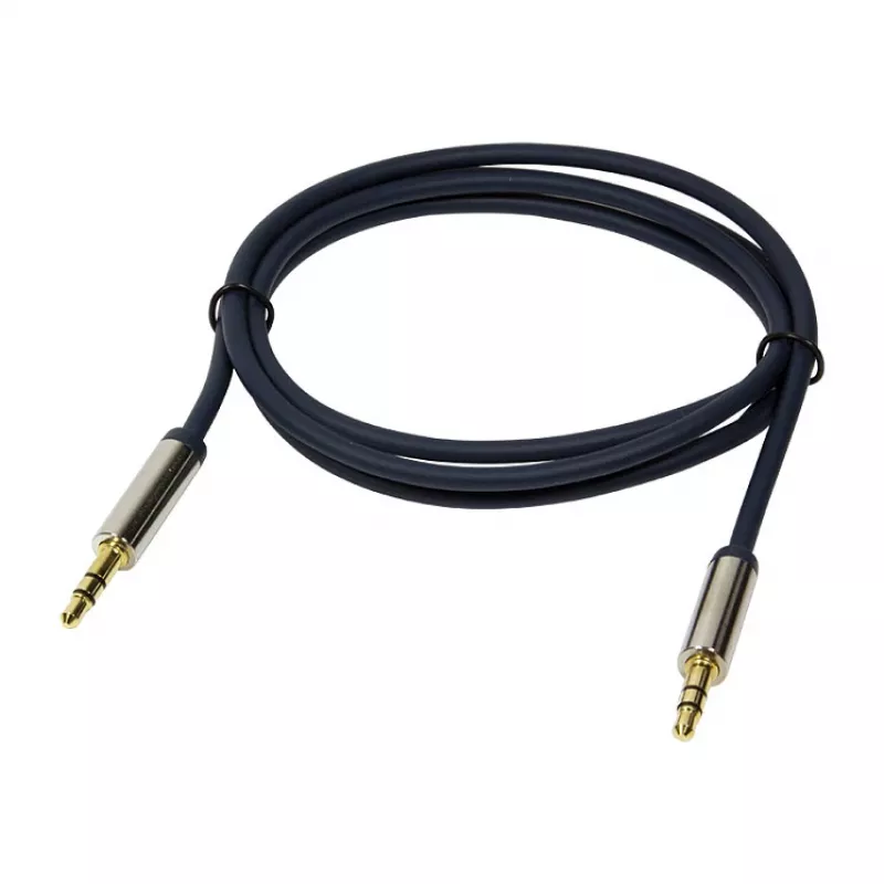 LogiLink CA10030 Cable de audio jack 3,5 mm TRS, conector metálico, azul, 0,3 m