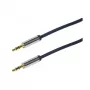 LogiLink CA10030 Cable de audio jack 3,5 mm TRS, conector metálico, azul, 0,3 m