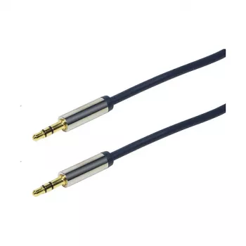 LogiLink CA10050 Cable de audio estéreo conector TRS de 3,5 mm a conector TRS de 3,5 mm, conectores metálicos, azul, 0,5 m