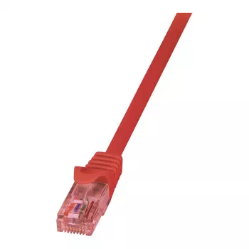 LogiLink Cable de red Cat.6 U/UTP, 0,25 m, rojo, cobre, PrimeLine