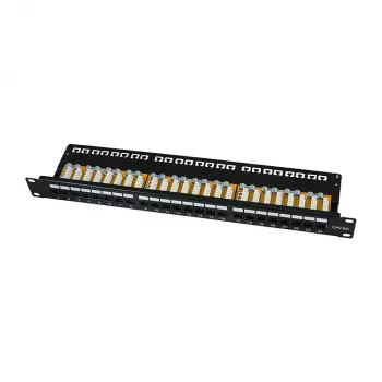 LogiLink Panel de parcheo Cat.6A 24 puertos UTP, 1U, 90° IDC