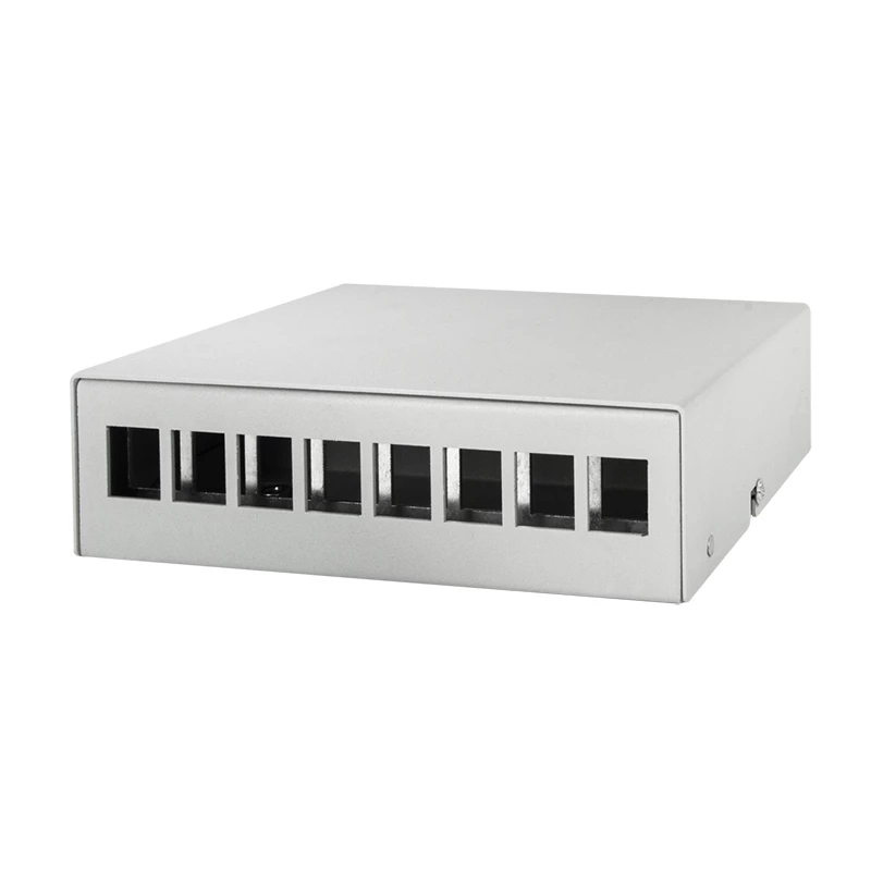 Logilink Consolidation Point Box 8 puertos, montaje en mesa/pared/carril DIN, gris