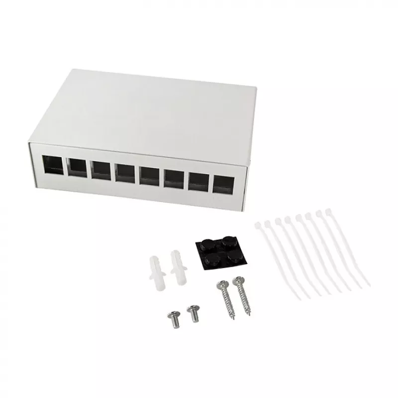 Logilink Consolidation Point Box 8 puertos, montaje en mesa/pared/carril DIN, gris