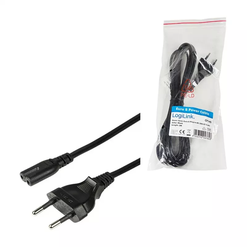 Cable de alimentación LogiLink CP145 enchufe europeo a IEC C7 1,8 m negro