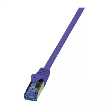 LogiLink CQ301VS Cable de red Cat.6a S/FTP, 0,25 m, morado, LSZH, libre de halógenos, protección antiacodamiento, 10 Gbit/s
