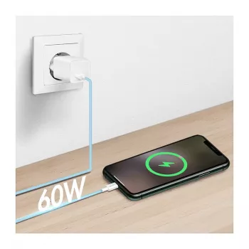 LogiLink CU0330 Cable USB 2.0 Type-C, conector USB-A a conector USB-C, 480 Mbps, 60W Power Delivery, trenzado de nailon, azul, 1 m