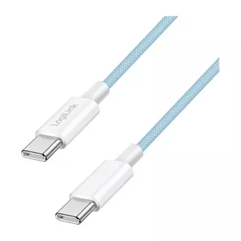 LogiLink CU0350 cable USB 2.0 Type-C a Type-C, 1 m, nailon trenzado, azul, 60W Power Delivery, 480 Mbps