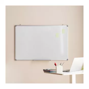 LOGILINK Pizarra blanca Dry Erase para montaje en pared 120x90 cm Tablero de acero magnético con marco de aluminio