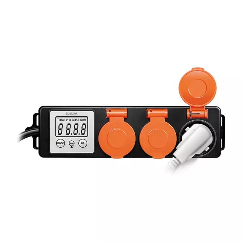 LogiLink Medidor de costes de energía para exteriores con 3 tomas