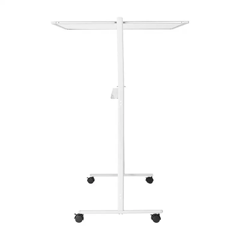 LogiLink EO0064 pizarra blanca móvil de doble cara, acero magnético, marco de aluminio, 120x80 cm, blanco/plata