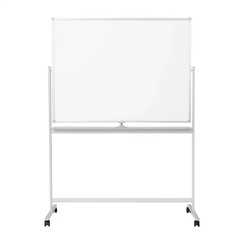 LogiLink EO0064 pizarra blanca móvil de doble cara, acero magnético, marco de aluminio, 120x80 cm, blanco/plata