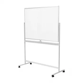 LogiLink EO0064 pizarra blanca móvil de doble cara, acero magnético, marco de aluminio, 120x80 cm, blanco/plata