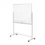 LogiLink EO0064 pizarra blanca móvil de doble cara, acero magnético, marco de aluminio, 120x80 cm, blanco/plata