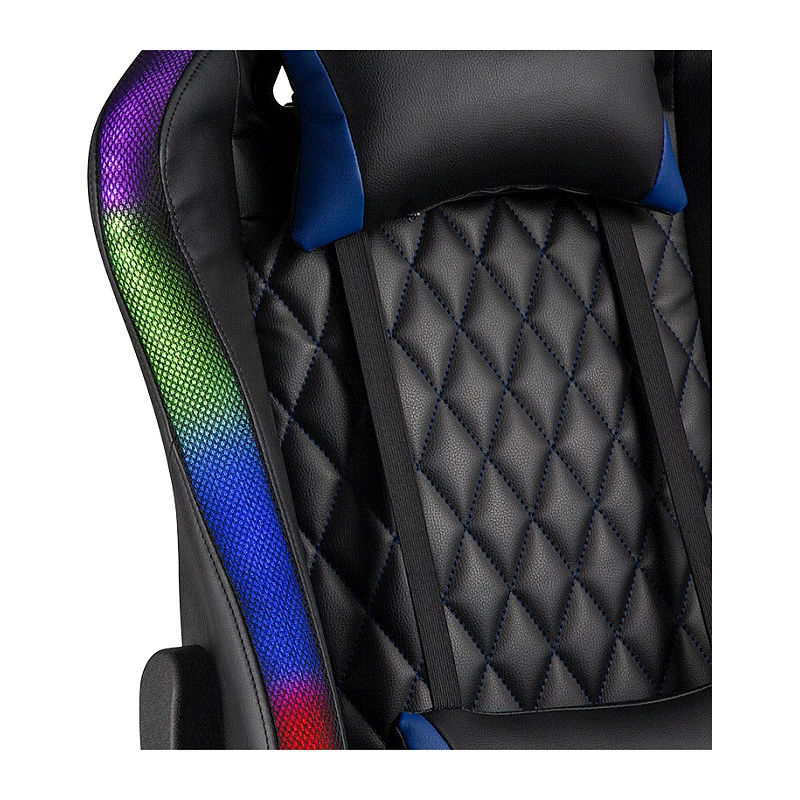 LogiLink EO0076 Silla gaming con iluminación RGB, soporte lumbar, Negro/Azul