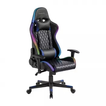 LogiLink EO0076 Silla gaming con iluminación RGB, soporte lumbar, Negro/Azul