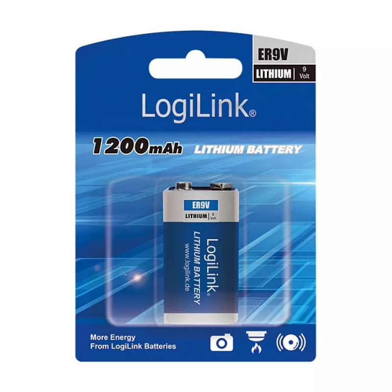 LOGILINK ER9VLIB pila de litio 9V (pack de 1, blíster) – 1200 mAh, no recargable, PP3