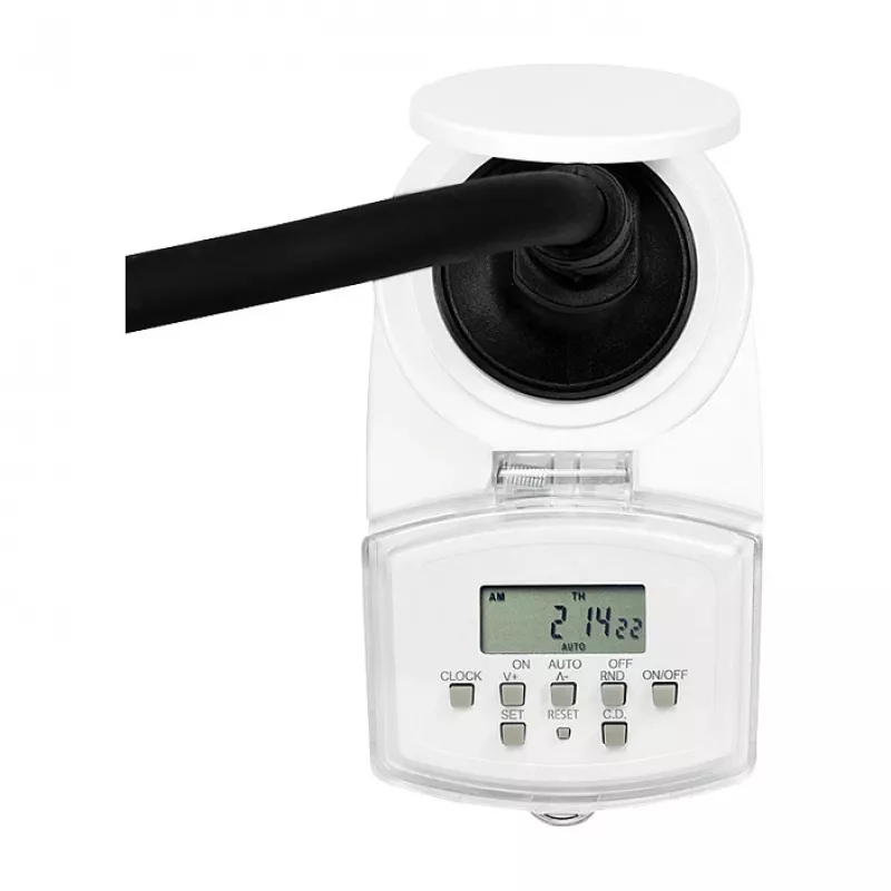 LOGILINK ET0008 Temporizador digital exterior - IP44, 10 programas ON/OFF, 16A/3680W, Schuko (tipo F), negro/gris