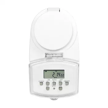 LOGILINK ET0008 Temporizador digital exterior - IP44, 10 programas ON/OFF, 16A/3680W, Schuko (tipo F), negro/gris