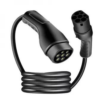 LogiLink EVC0125 Cable de carga Type 2 para coches eléctricos - 11 kW, 3 fases, 20 A, 7,5 m, negro con bolsa de transporte