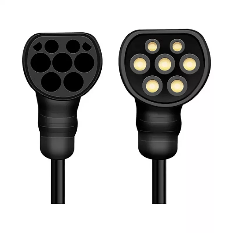 LogiLink EVC0128 cable espiral Type 2 para carga de coche eléctrico, 11kW, 3 fases, 20A, 5m, negro con bolsa de almacenamiento
