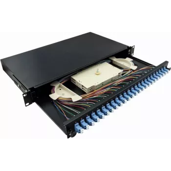 LogiLink F24LC2B Panel de parcheo de fibra óptica LC dúplex de 24 puertos 1U montaje en rack de 19 pulgadas negro