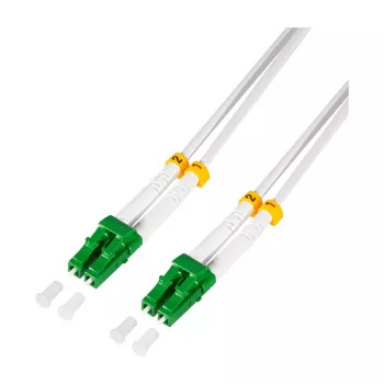 LogiLink FC0LC10 cable de parcheo de fibra óptica OS2 dúplex LC/APC a LC/APC blindado de acero, 10 m, blanco