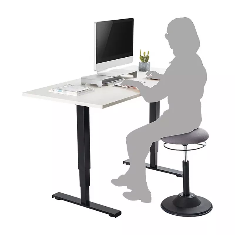 LogiLink EO0022 taburete oscilante regulable en altura, asiento acolchado de tela, capacidad de 113 kg, gris/negro