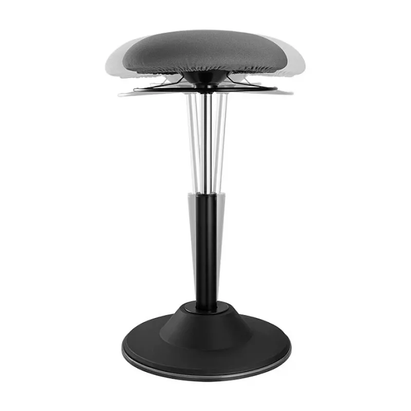 LogiLink EO0022 taburete oscilante regulable en altura, asiento acolchado de tela, capacidad de 113 kg, gris/negro