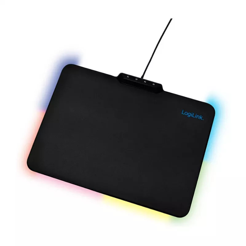 LogiLink ID0155 Alfombrilla gaming RGB – superficie de silicona, base de goma antideslizante, alimentación USB-A, 36x26cm, negra