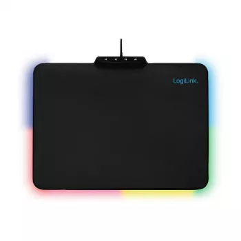 LogiLink ID0155 Alfombrilla gaming RGB – superficie de silicona, base de goma antideslizante, alimentación USB-A, 36x26cm, negra