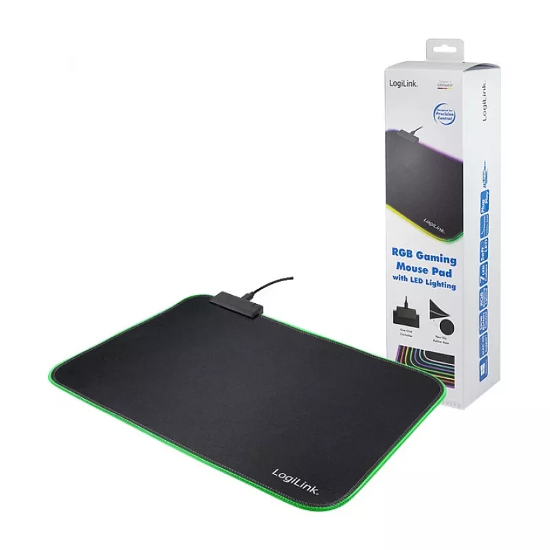 LOGILINK ID0183 Alfombrilla de ratón gaming con LED RGB, 350x260mm, 3mm suave, negra